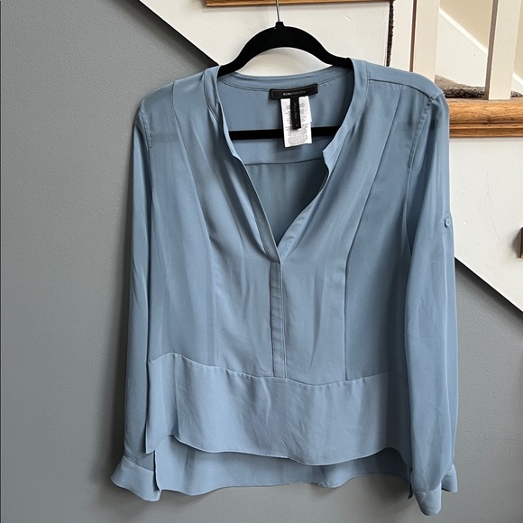 BCBGMaxAzria Sky Blue V-Neck Blouse - Picture 1 of 6